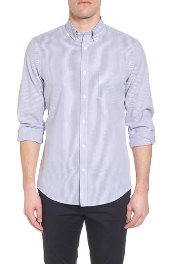 Men's Nordstrom Men's Shop Tech-smart Regular Fit Stripe Sport Shirt - Blue