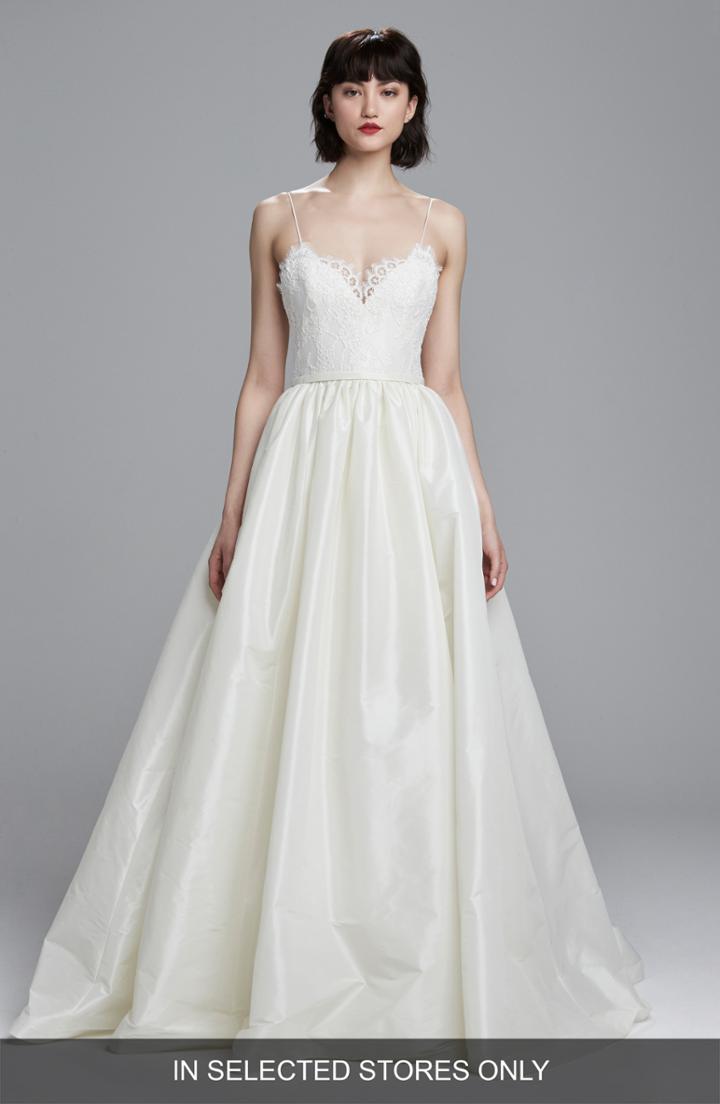 Women's Nouvelle Amsale Cris Triangle Cutout Taffeta Ballgown