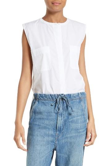 Women's Vince Side Slit Crop Shell - White