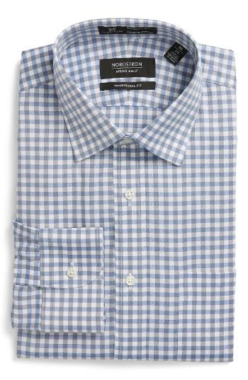 Men's Nordstrom Men's Shop Smartcare(tm) Traditional Fit Check Dress Shirt 32 - Grey