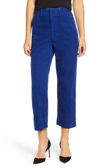 Women's Ag Elvie High Waist Crop Corduroy Trousers - Blue
