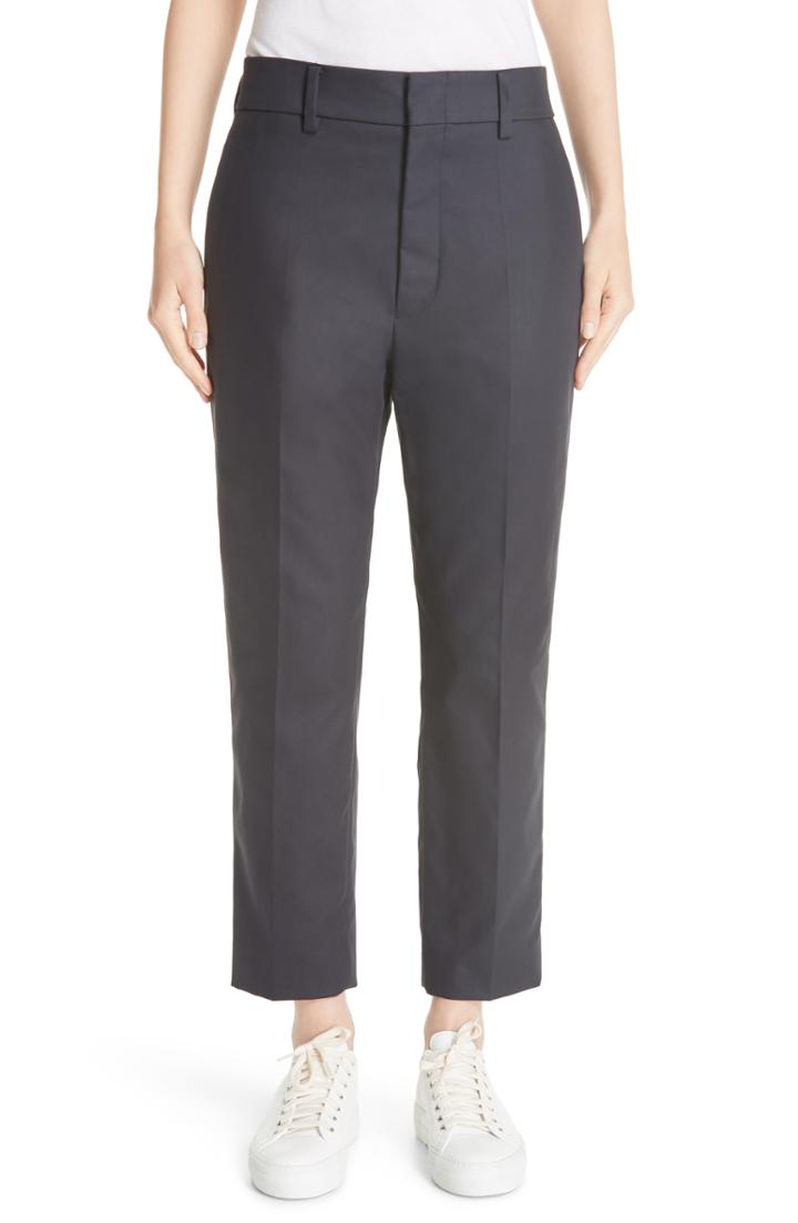 Women's Sofie D'hoore Prior Crop Cotton Gabardine Pants Us / 38 Fr - Blue
