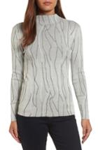 Petite Women's Nic+zoe Artisanal Crackle Jacquard Sweater P - Beige