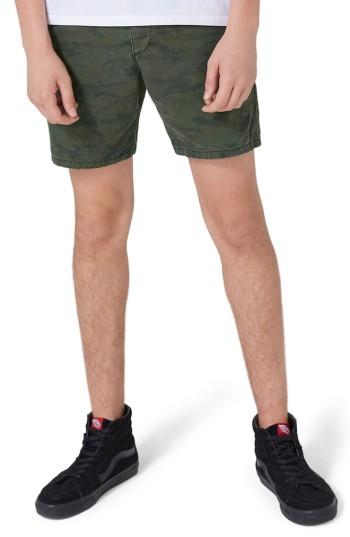 Men's Topman Camo Skinny Fit Chino Shorts - Beige