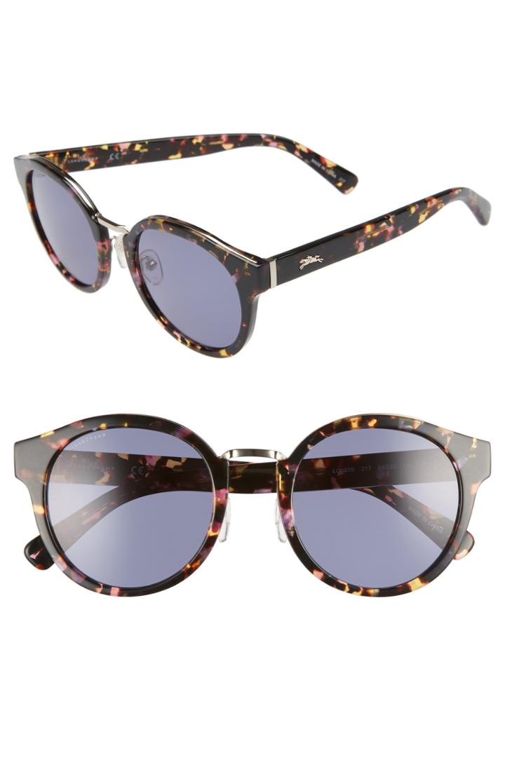 Women's Longchamp 51mm Round Sunglasses - Havana/ Multicolor