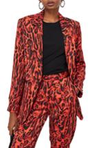 Women's Topshop Leopard Print Suit Jacket Us (fits Like 0) - Red