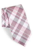 Men's Calibrate Modern Schoolboy Plaid Silk Tie, Size - Pink