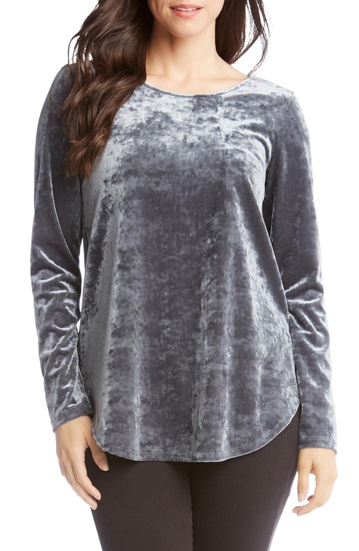 Women's Karen Kane Velvet Shirttail Tee - Blue/green