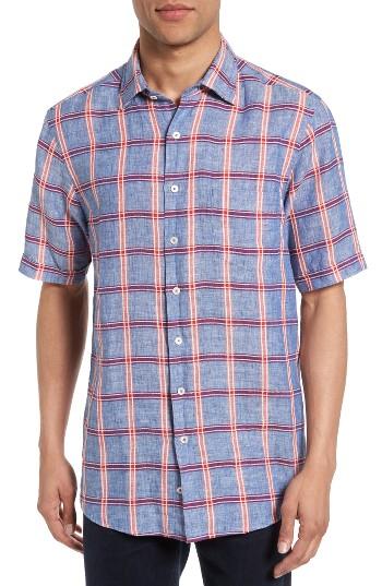 Men's Rodd & Gunn Gimmerburn Check Linen Blend Sport Shirt - Blue
