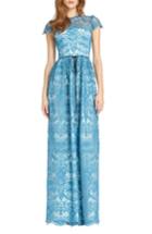 Women's Ml Monique Lhuillier Illusion Lace Gown - Blue