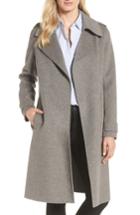 Women's Badgley Mischka Double Face Wool Blend Wrap Front Coat, Size - Grey