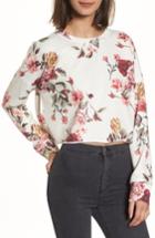 Women's Bp. Floral Print Crop Sweatshirt, Size - Ivory