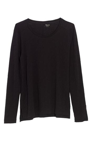 Women's Madewell Whisper Cotton Long Sleeve Crewneck Tee - Black