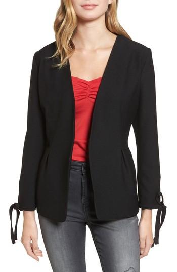 Women's Hinge Tie Sleeve Blazer - Black