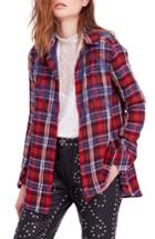Women's Free People Magical Plaid Embroidered Shirt - Red
