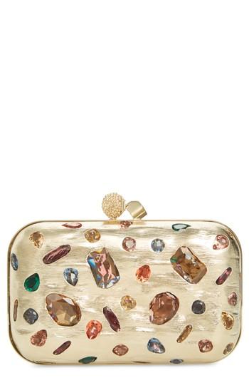 Jimmy Choo Cloud Minaudiere Crystal Embellished Metallic Box Clutch - Metallic