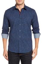 Men's Bugatchi Shaped Fit Layered Print Sport Shirt - Blue