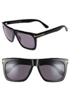 Women's Tom Ford Morgan 57mm Flat Top Sunglasses - Shiny Black/ Smoke