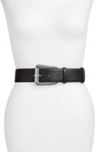 Women's Michael Michael Kors Calfskin Leather Belt - Black / Pol Nickel
