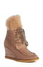 Women's Chloe Peggy Genuine Shearling Wedge Bootie Us / 35eu - Beige