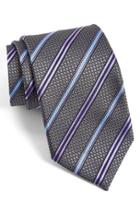 Men's Canali Stripe Silk Tie, Size - Grey