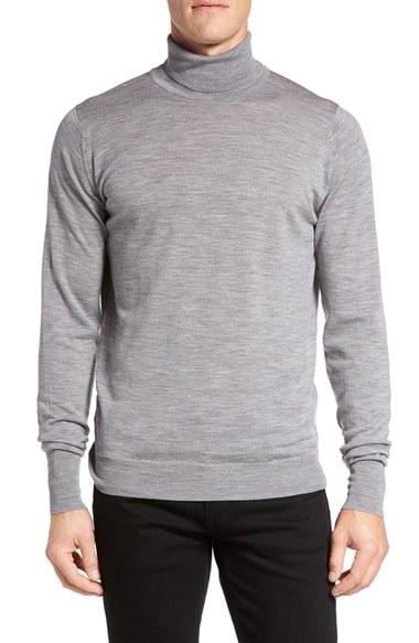Men's John Smedley 'richards' Easy Fit Turtleneck Wool Sweater - Metallic
