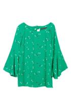 Women's Halogen Bell Sleeve Print Blouse, Size - Green