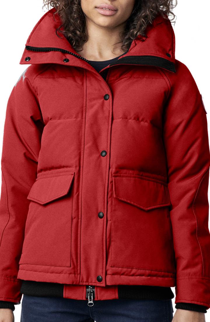 Women's Canada Goose Deep Cove Arctic Tech Water Resistant 625 Fill Power Down Bomber Jacket (0) - Red