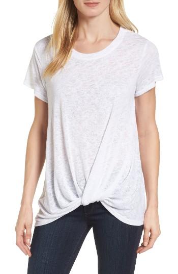 Petite Women's Bobeau Jessica Twist Hem Slub Tee P - White