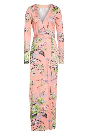Women's Diane Von Furstenberg Floral Shawl Collar Silk Wrap Dress