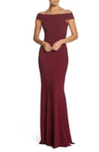 Women's Dress The Population Jackie Off The Shoulder Crepe Trumpet Gown - Burgundy
