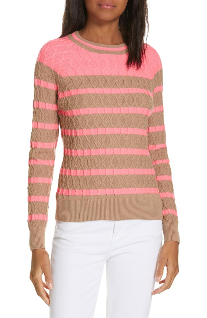 Women's Milly Texture Stitch Stripe Sweater - Pink