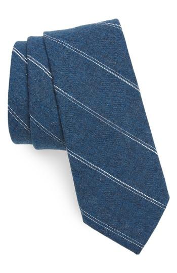 Men's Nordstrom Men's Shop Palamino Stripe Cotton & Linen Skinny Tie, Size - Blue/green