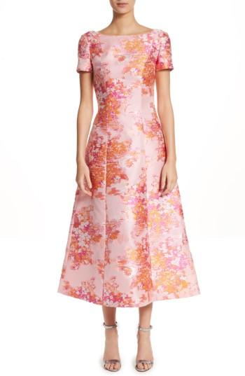 Women's St. John Collection Washed Bouquet Jacquard Dress - Coral