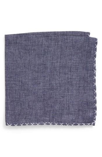 Men's Eleventy Solid Linen Pocket Square, Size - Grey