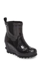 Women's Sorel Joan Glossy Wedge Waterproof Rain Boot .5 M - Black