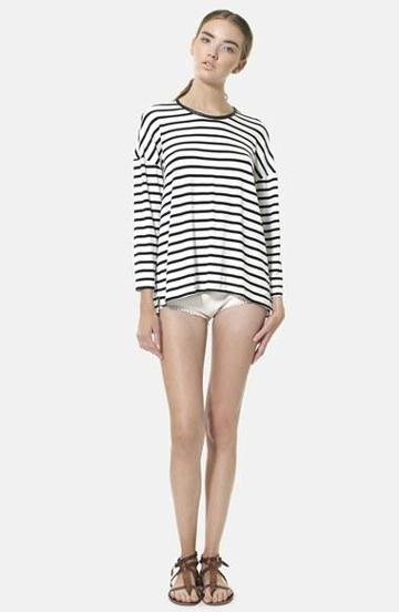 Heidi Merrick 'rio' Drop Shoulder Tee Black And White Stripe