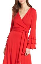 Women's Soprano Tier Sleeve Tie Front Top - Red