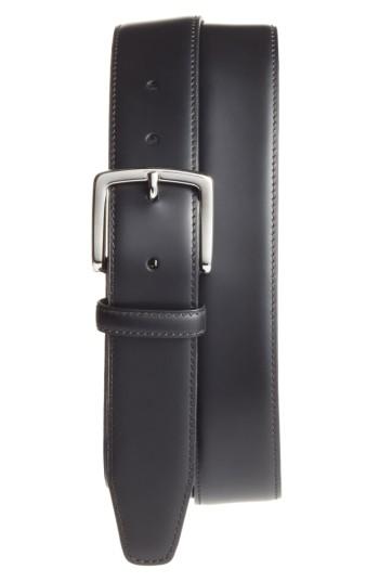 Men's Monte Rosso Nero Leather Dress Belt - Black