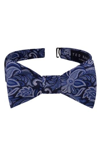 Men's Ted Baker London Fantastic Paisley Silk Bow Tie, Size - Blue