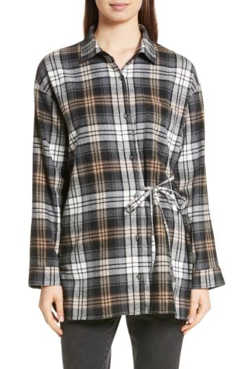 Women's Robert Rodriguez Plaid Oversize Shirt - Brown