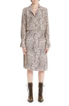 Women's Chloe Wave Print Silk Shirtdress Us / 36 Fr - Brown