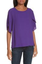 Women's Eileen Fisher Tulip Sleeve Silk Top, Size - Purple