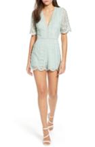 Women's Socialite Plunging Lace Romper, Size - Blue