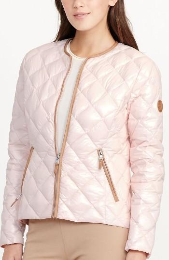 Women's Lauren Ralph Lauren Quilted Collarless Down Jacket - Pink