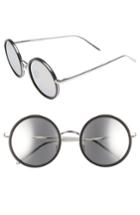 Women's Linda Farrow 52mm Round 18 Karat White Gold Trim Sunglasses -