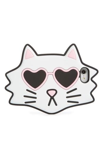 Bp. Oversize Cat Iphone 7/8 Case With Chain - White