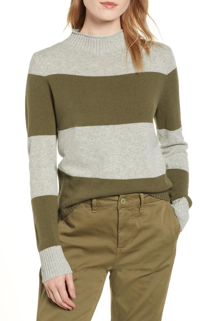 Women's J.crew 1988 Stripe Roll Neck Sweater