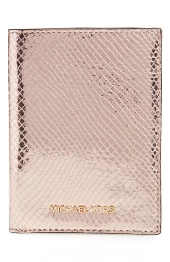 Michael Kors Money Pieces Leather Passport Wallet - Pink