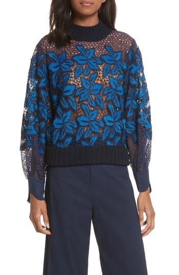 Women's Sea Mosaic Lace Bell Sleeve Sweatshirt